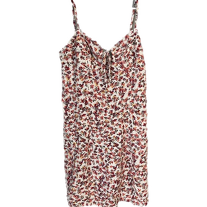 Aeropostale white colorful Floral V-neck tie front cami straps mini dress Small